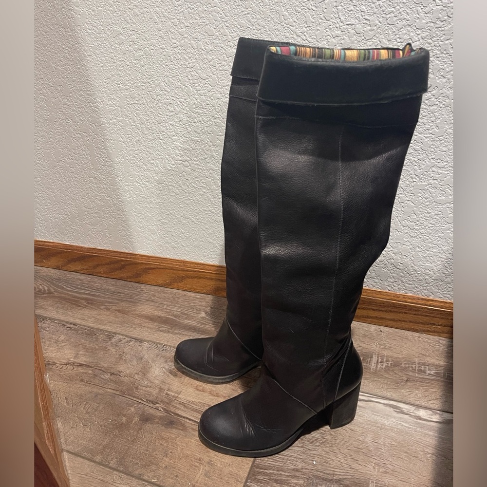 Tall Black Vintage Felmini Leather Boots Made In Portugal Y2K style
